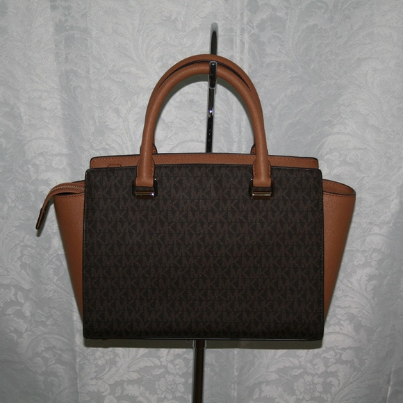 MICHAEL KORS SELMA SATCHEL MEDIUM TOP ZIP BROWN - Picture 4 of 7